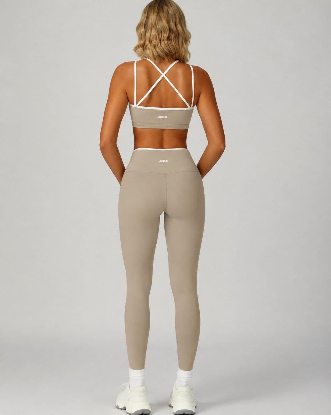 Legging beige & blanc