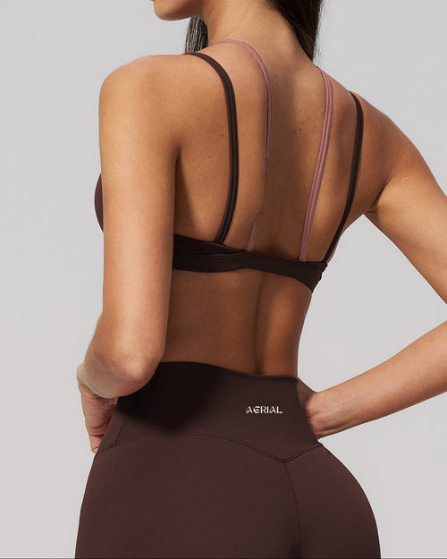 Brassière marron et rose