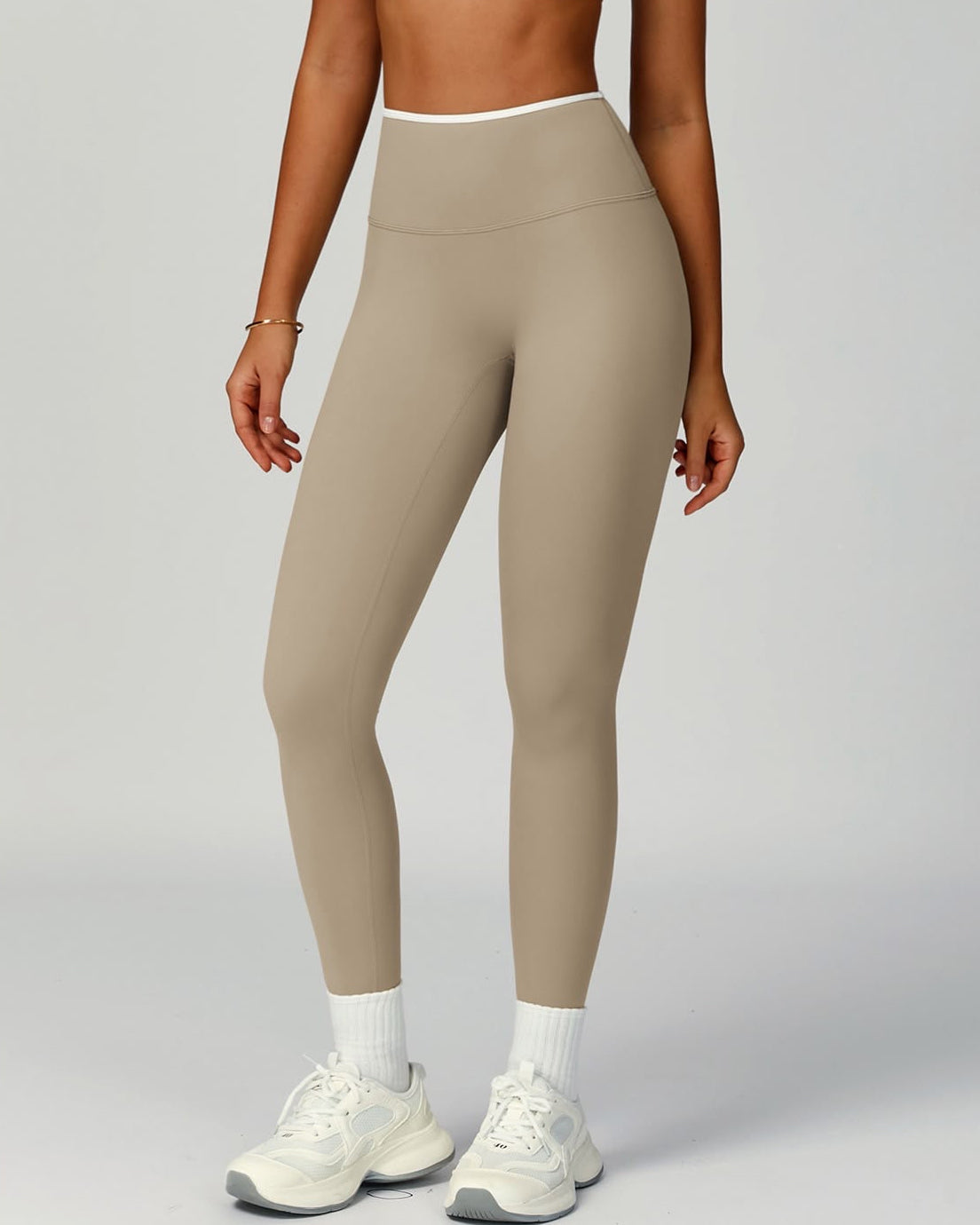 Legging beige & blanc