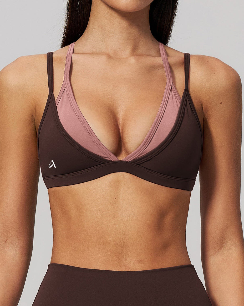 Brassière marron et rose
