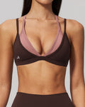 Brassière marron et rose